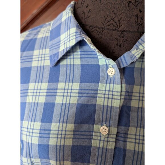 Talbots Womens Blue & Green Plaid Button-Down Long Sleeve Shirt Size L - Picture 2 of 7